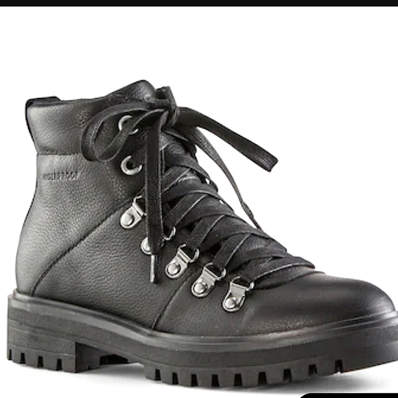 Cougar Shoes - New Cougar Nash Boots Leather Hiking Weatherproof Black Lace Pebbled Lug Sole